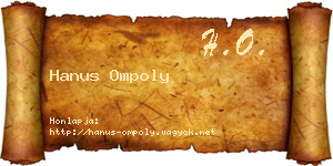 Hanus Ompoly névjegykártya